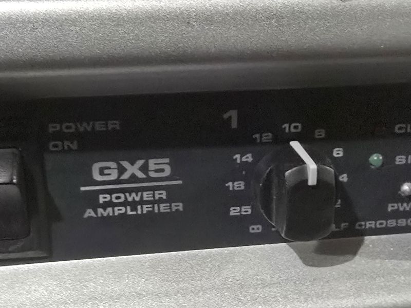 QSC GX5 power amplifier in the DJ Lil Spoon amp rack